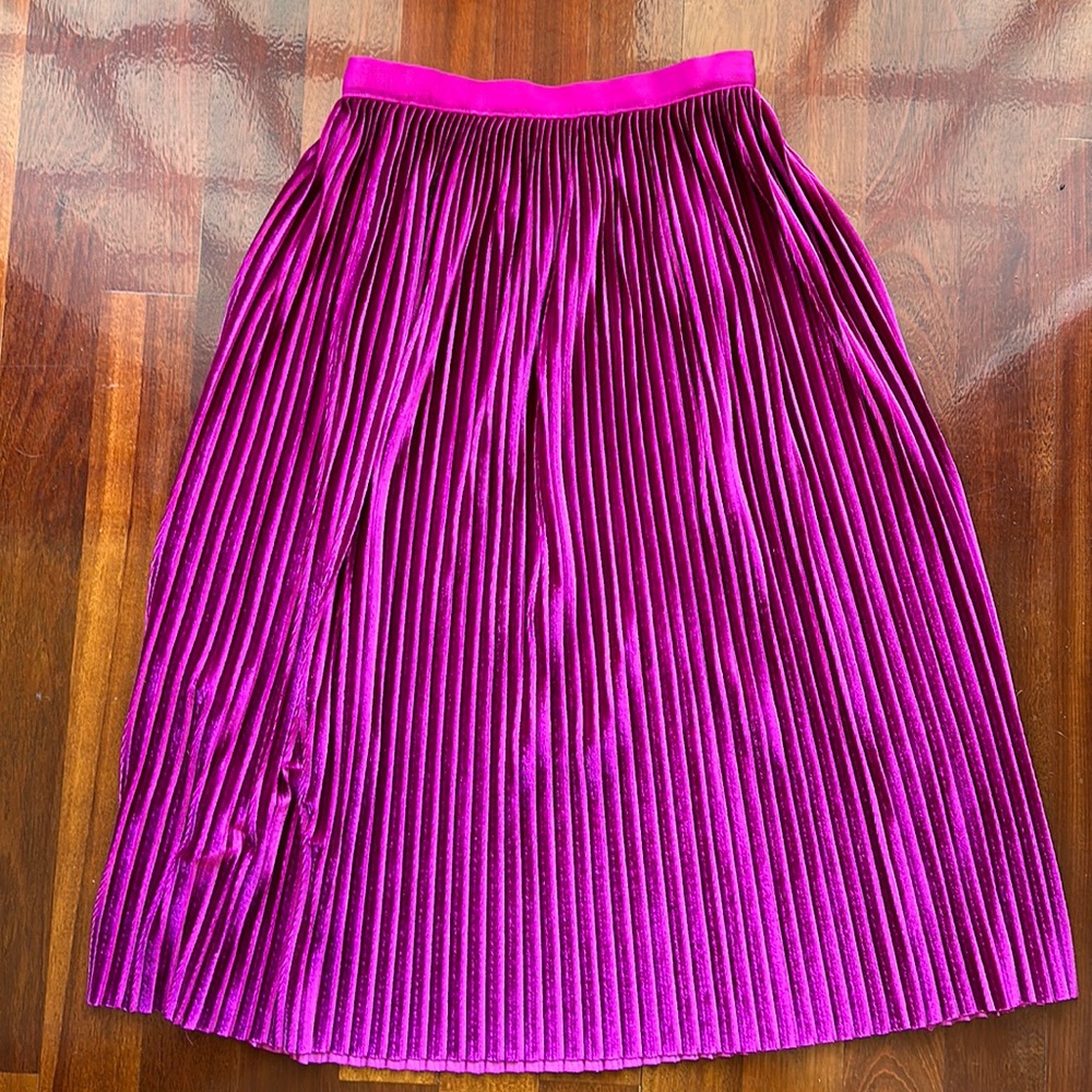 Zara Pleated Velvet MIDI Skirt